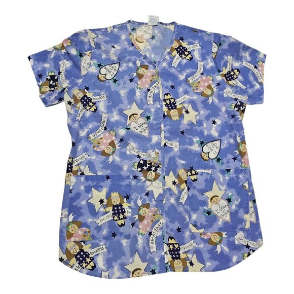 Scrub Tops Size Large Mixed Brands Colorful Angels Polka Dot - Picture 2 of 9